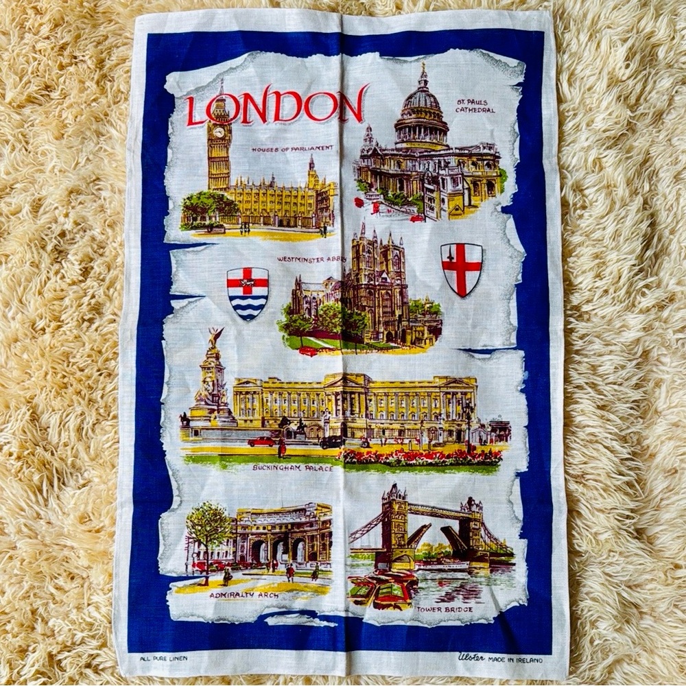 Linen Blue and White Bath Towel.